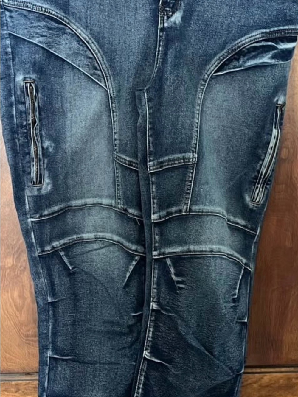 Men's Distressed Dark Blue Slim Straight Jeans